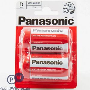 Panasonic D Zinc Carbon R20 Size L 1.5V Batteries 2 Pack