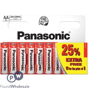 Panasonic Aa R6 Zinc Carbon 1.5v Batteries 10 Pack