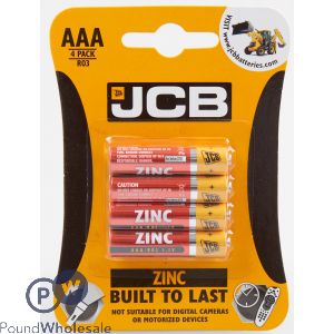 JCB AAA ZINC R03 BATTERIES 4 PACK