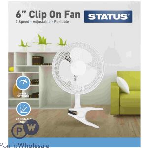 STATUS 6&quot; WHITE CLIP ON FAN