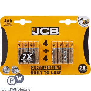 JCB AAA SUPER ALKALINE BATTERIES 8 PACK