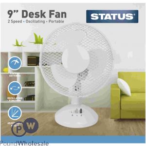 STATUS 9&quot; WHITE DESK FAN 