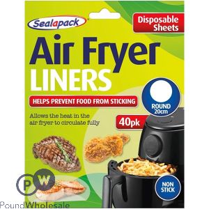 Sealapack Disposable Non-Stick Round Air Fryer Liners 20cm 40 Pack