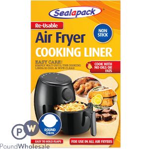 SEALAPACK RE-USABLE NON-STICK ROUND AIR FRYER COOKING LINER 24CM 