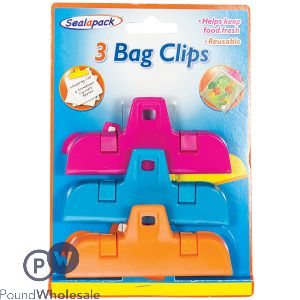 Sealapack Assorted Colour Bag Clips 3 Pack