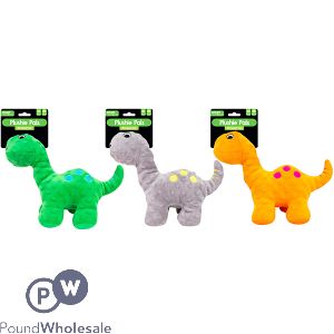 SMART CHOICE SQUEAKY PLUSH DINOSAUR DOG TOY ASSORTED COLOURS