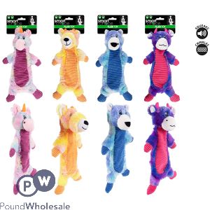 Smart Choice Rainbow Crinkle Squeaker Plush Dog Toy Assorted Colours