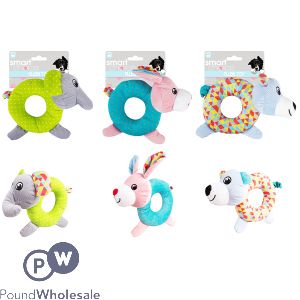 Smart Choice Small Squeaky Dog &amp; Puppy Ring Plush Toy Assorted Colours