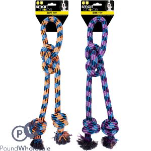 SMART CHOICE DOUBLE KNOT ROPE TUG DOG TOY 46CM ASSORTED COLOURS