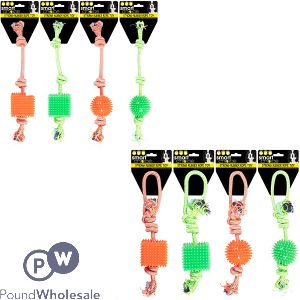 Smart Choice Rubber Cube & Ball Rope Tug Dog Toy Assorted Colours