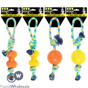 Smart Choice Spiky Rubber & Rope Tug Dog Toy Assorted Colours