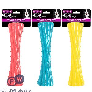 Smart Choice Rubber Twist Baton Squeaky Dog Toy 18cm Assorted Colours