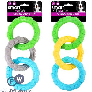 Smart Choice Rubber Ring Dog Toy Assorted Colours 20cm X 9cm