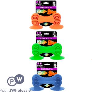 Smart Choice Treat Dispensing Suction Cup Rubber Bone Dog Toy Assorted Colours