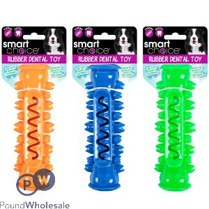 Smart Choice Dental Rubber Toothbrush Dog Toy 15cm Assorted Colours