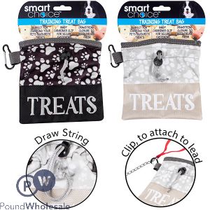 Smart Choice Paw Print Training Pet Treat Bag 15cm Assorted Colours