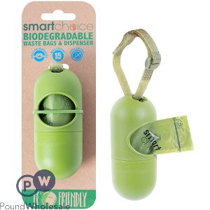 SMART CHOICE ECO-FRIENDLY BIODEGRADABLE POOP BAGS WITH DISPENSER 15 PACK