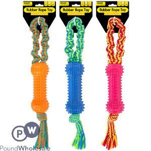 Smart Choice Strong Rubber Stretchy Handle Rope Dog Toy 42cm Assorted Colours