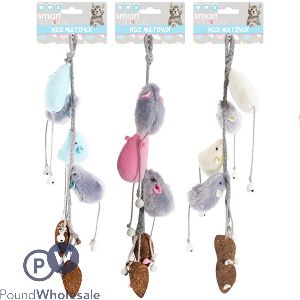 Smart Choice Catnip & Plush Mouse Rope Kitten Toy 6 Pack