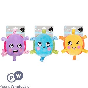 Smart Choice Squeaky Ribbon Plush Ball Puppy Toy 14cm Assorted Colours