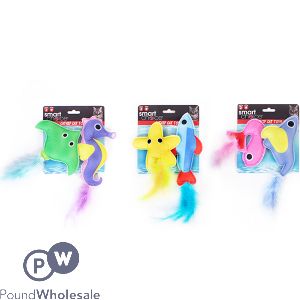 Smart Choice Felt Feather Catnip Ocean Cat Toy 2 Pack Assorted