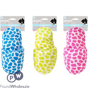 Smart Choice Giraffe Print Squeaky Plush Slipper Puppy Toy 19cm Assorted Colours