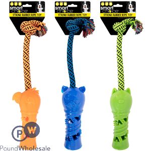 Smart Choice Animal Rubber Rope Tug Dog Toy 48cm Assorted