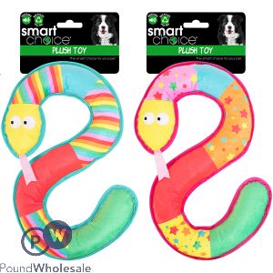 Smart Choice Squeaky Plush Snake Dog Toy 40cm Assorted Colours