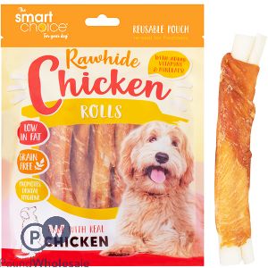 SMART CHOICE RAWHIDE &amp; CHICKEN LEG DOG TREAT 3 PACK 120G