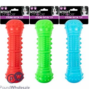 Smart Choice Squeaky Rubber Baton Dog Toy 22cm Assorted Colours