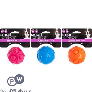 Smart Choice Squeaky Rubber Ball Dog Toy 3 Assorted