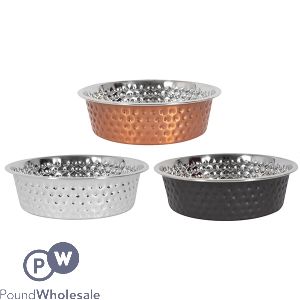 Smart Choice Hammered Stainless Steel Pet Bowl 750ml Assorted Colours