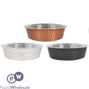 Smart Choice Hammered Stainless Steel Pet Bowl 1200ml Assorted Colours