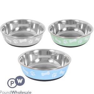 Smart Choice Anti-Skid Paw Print &amp; Bone Pet Bowl 1600ml Assorted Colours