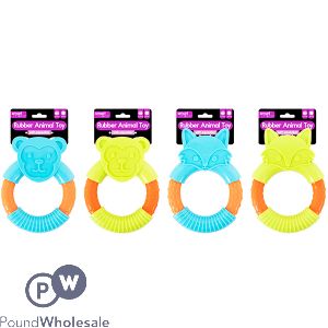 Smart Choice Squeaky Animal Rubber Ring Dog Toy Assorted