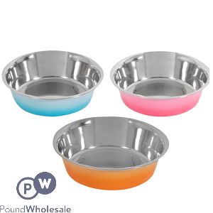 SMART CHOICE SUMMER OMBRE STAINLESS STEEL PET BOWL 400ML ASSORTED COLOURS