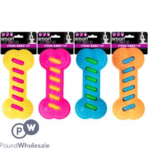 Smart Choice Squeaky Rubber Bone Dog Toy 19cm Assorted Colours