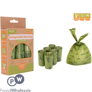 Smart Choice Biodegradable Tie Handle Poop Bags 90 Pack