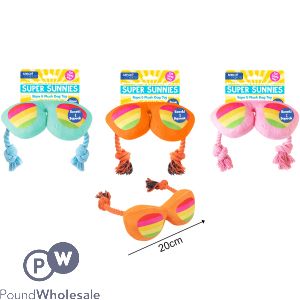 Smart Choice Super Sunnies Squeaky Rope &amp; Plush Dog Toy Assorted Colours