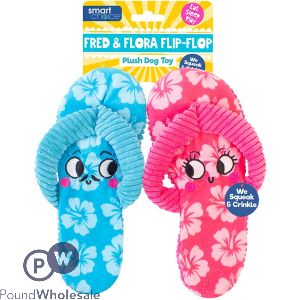 Smart Choice Summer Crinkle & Squeak Plush Flip Flops Dog Toy Assorted Colours