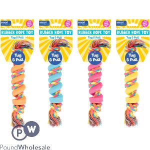 Smart Choice Tug & Pull Rubber Rope Spiral Dog Toy 28cm Assorted Colours