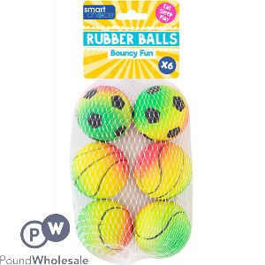 Smart Choice Assorted Summer Rainbow Rubber Balls Dog Toys 6 Pack