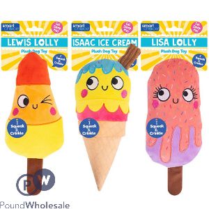 Smart Choice Squeaky Crinkle Plush Ice Lolly Dog Toy Assorted