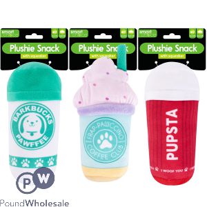 Smart Choice Squeaky Coffee Cup Plush Dog Toy Assorted