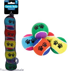 Smart Choice Assorted Colour Pawprint Tennis Balls Dog Toys 5 Pack