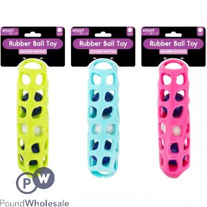 Smart Choice Rubber Baton & Balls Dog Toy 19cm Assorted Colours
