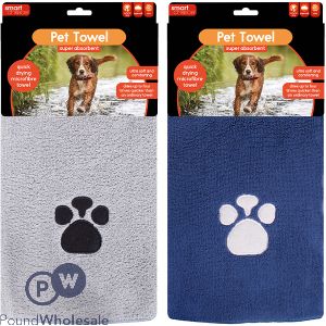 Smart Choice Microfibre Pawprint Pet Towel 50cm X 100cm Assorted Colours