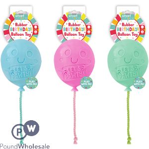 Smart Choice Rubber &amp; Rope Birthday Balloon Dog Toy 15.5cm Assorted Colours