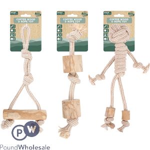 Smart Choice 100% Natural Coffee Wood &amp; Rope Dog Toy Assorted