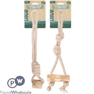 Smart Choice 100% Natural Coffee Wood & Hemp Rope Dog Toy Assorted